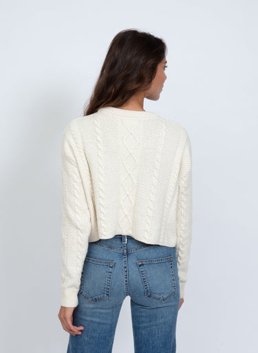 Cable Cropped Crew Sweater
