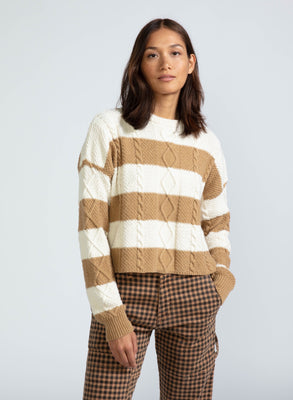 Cable Cropped Crew Sweater